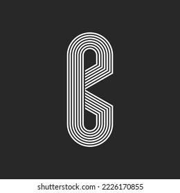 Monograma del logotipo de la letra B, marca de identidad de hipster rayado en blanco y negro, que compensa esta línea de arte tipográfico.