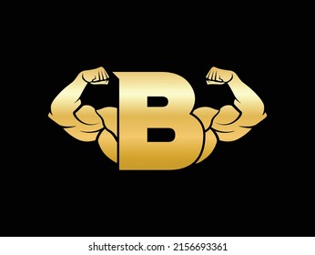 Letter B Logo Muscular Shape Fitness Stock Vector (Royalty Free ...