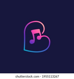 Letter B logo with musical note. Vector line icon for Audio company, Sound media magazine, Singer and DJ poster.