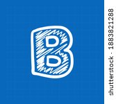Letter B logo on blueprint paper background. Perfect font for sketch design, infographic print, technology card and doodle concepts, etc.