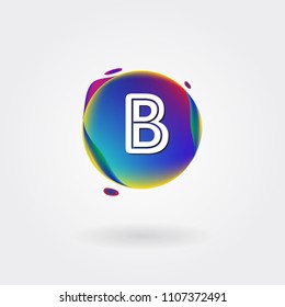 Letter B Logo on the colorful background. A Letter Alphabet Design with colorful splat and liquid background.