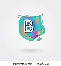 Letter B Logo on the colorful background. A Letter Alphabet Design with colorful splat and liquid background.