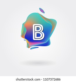 Letter B Logo on the colorful background. A Letter Alphabet Design with colorful splat and liquid background.