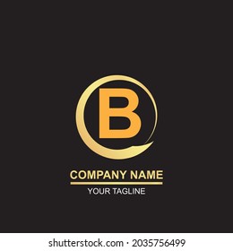 letter b logo. orange in luxury gold circle. vrctor design