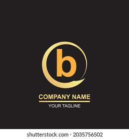 letter b logo. orange in luxury gold circle. vrctor design