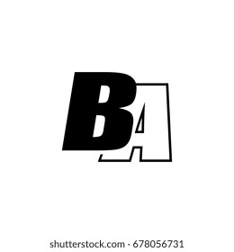 letter B and A logo overlapping black negative