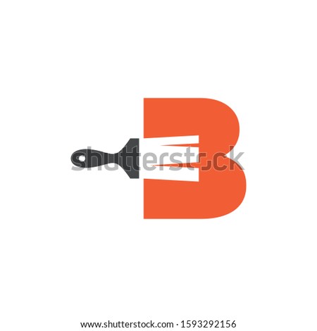 Letter B Logo With Paint Brush Design. Home Building Decoration Icon Graphic. Digital Painting Proffesional Vector.