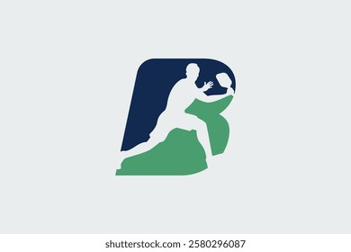 letter b logo with pickleball player silhouette. It is good for team logo, club, shirt, sticker, etc.