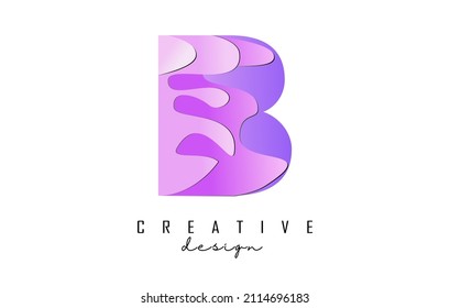 Letter B Logo with pop art and paper cut effect. Geometric vector illustration with gradient colors.