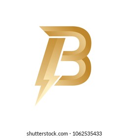 Letter B Logo Power Gold Vector 3D