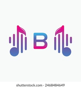 letter B Logo with Pulse music player element. Logo template electronic music, equalizer, dj, nightclub, disco. Audio wave logo concept, Multimedia