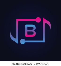 letter B Logo with Pulse music player element. Logo template electronic music, equalizer, dj, nightclub, disco. Audio wave logo concept, Multimedia