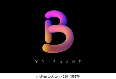 Buchstabe B Logo mit Regenbogen-3D-Farbverlauf. Kreative Vektorgrafik mit typografischer und lebendiger Farbverlauf-Form. Flüssiger Farbweg.  