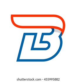 Letter B logo with red wing. Sport elements for sportswear, t-shirt, banner, card, labels or posters.