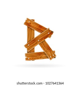 Letter B logo. Rough wooden plank icon. Isolated vector rustic concept.