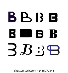 Letter B logo set. Vector letter icon, logo
