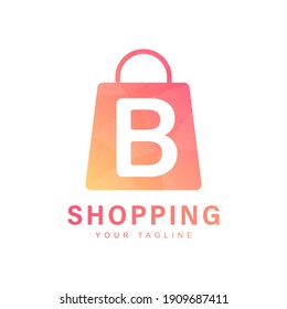 Letter B logo in a shopping bag with a modern concept