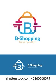 Letter B Logo Shopping Template, Color  Full, 