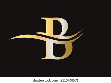 Diseño De Signos De Logo De Letra B Con Concepto De Onda De Agua. Plantilla de vectores de diseño de logotipos B