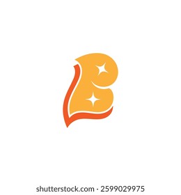 Letter B Logo with star combination flat design style