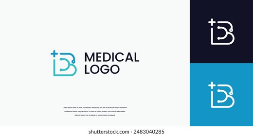 letter B logo with stethoscope icon medical healthcare logo