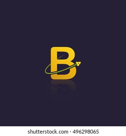 Letter B logo with swoosh and rocket