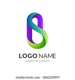 letter B logo template with 3d colorful style