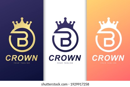 Letter B logo template in crown. Simple king logo concept