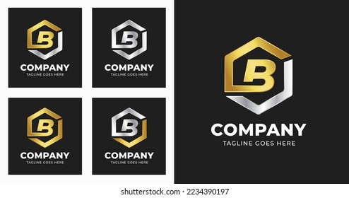 Letter b logo template design with luxury geometric variation concept modern