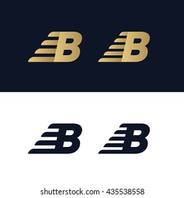 Letter B logo template. Fast speed stripe design element vector illustration. Corporate branding identity