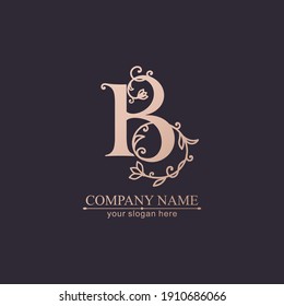 Letter B logo template. Monnogram, delicate floral design. Personal logo. Vector design.