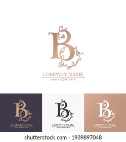 Letter B logo template. Monnogram, delicate floral design. Personal logo. Vector design.