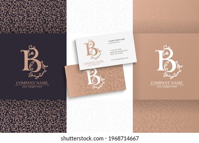 Letter B logo template. Monnogram, delicate floral design. Personal logo. Vector design.