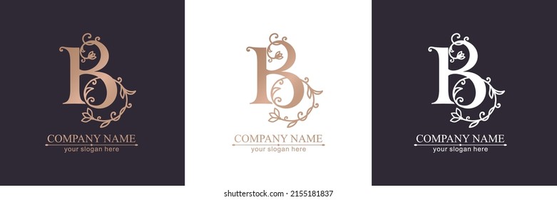 Logo-Vorlage für Buchstabe B. Monnogramm, zartes Blumendesign. Persönliches Logo. Vektordesign.