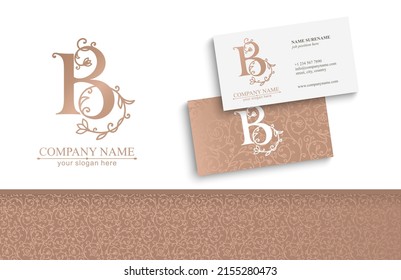 Letter B logo template. Monnogram, delicate floral design. Personal logo. Vector design.