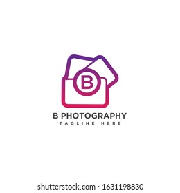 letter B Logo with logo template photography studio, photographer, photo. Company, brand, branding, corporate, identity, logotype. Clean and modern style