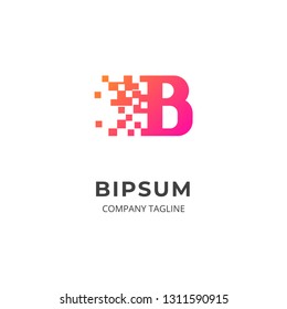 Letter B logo template with soft gradient color. Creative logo with pixel dot design style. Can be use as symbol and icon for your business identity.