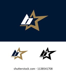 Letter B logo template with Star design element. Vector illustration. Corporate branding identity