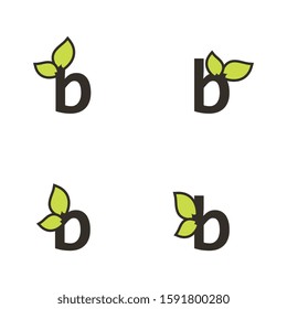letter b logo template, tree leaf design vector