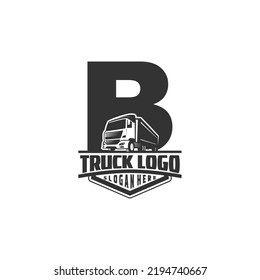 Letter B logo with truck illustration for your brand
