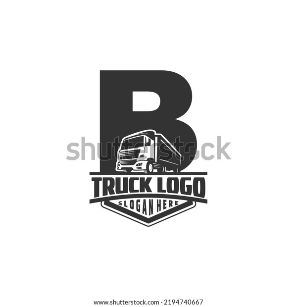 Letter B\
logo with truck illustration for your\
brand
