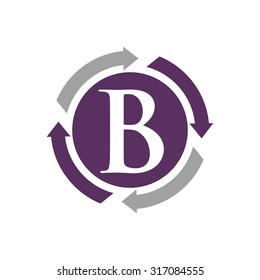 letter B logo vector with arround arrows 