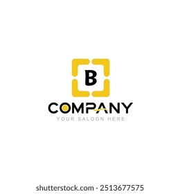 Letter B Logo Vector Design Illustration with Company Name and Your Text Here Logo Template on white background.