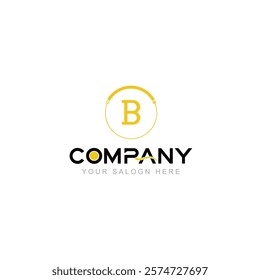 Letter B Logo Vector Design Illustration with Company Name and Your Text Here. Logo Template on white background.