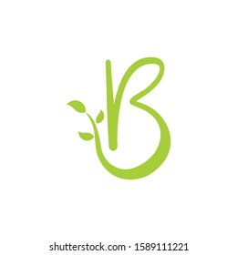 Letter B Logo Vector With ornament Leaf 001