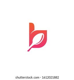 letter b logo vector with spoon eat