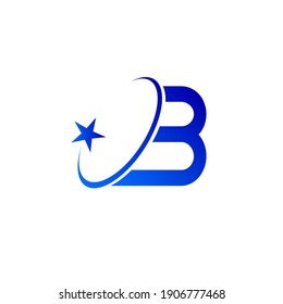 letra B. vector de logotipo y estrella en azul sobre fondo blanco
