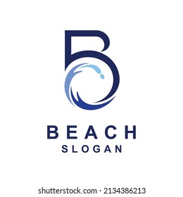 letter B logo with wave concept