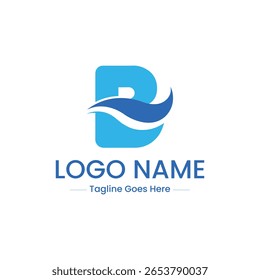 Letra b logotipo com onda é perfeito para marca, marketing, e quaisquer fins comerciais. Modelo de design de ilustração vetorial.