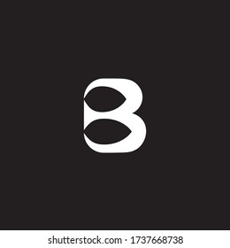 logotipo de letra B con fondo blanco diseño de línea de hoja negra